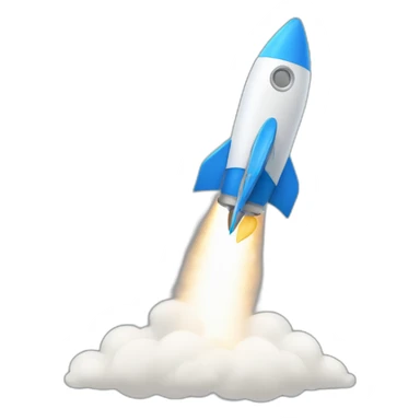 the blue rocket is flying to the right sticker