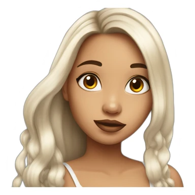 latin girl with long hair and a monroe piercing on the top or her lips sticker