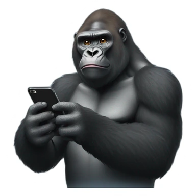 Gorilla holding an iPhone sticker