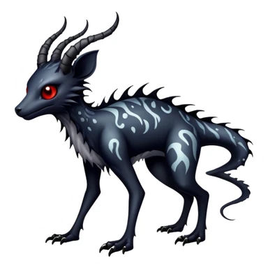 a dark gothic gloomy edgy vernid-fionbri-creature with splash patterns full body sticker