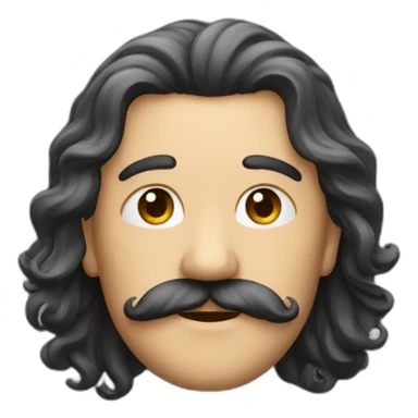 Man long haire with mushtash sticker