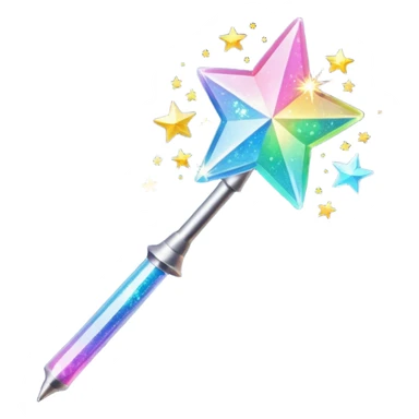 shiny and sparkly glitter magic wand with a star tip sticker