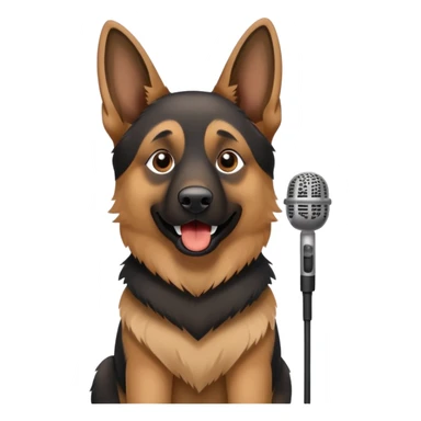 German Shepard singing into microphone  sticker