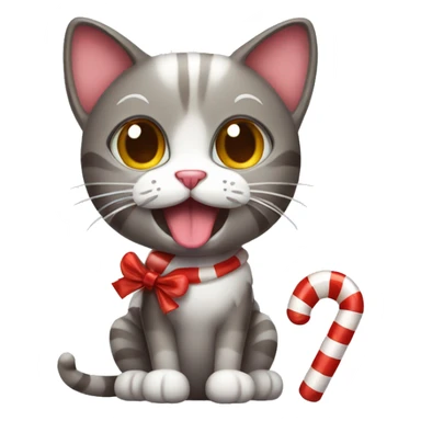 Cat with candy cane sticker