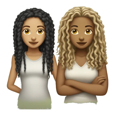 Two light skin girls one with dreadlocks one with curly hair sticker
