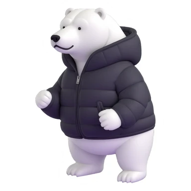 polar bear wearing white puffer jacket sticker