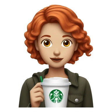 Red head girl drinking Starbucks sticker