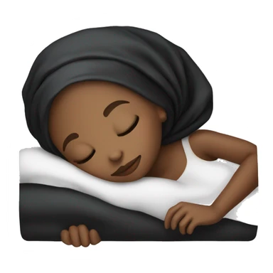 black girl wearing a black satin hair bonnet sleeping sticker