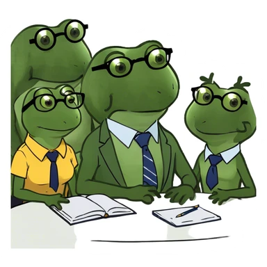 two women one men meeting sticker