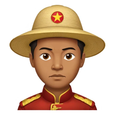 Cinematic Realistic Ho Chi Minh Portrait Emoji, depicted as a determined revolutionary leader in traditional attire with a humble expression, rendered with lifelike textures and soft natural lighting that captures his enduring legacy. sticker
