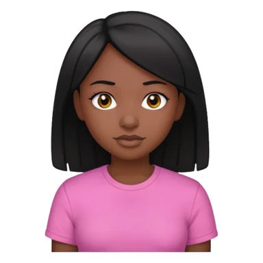 black girl with straight black hair and pink shirt sticker
