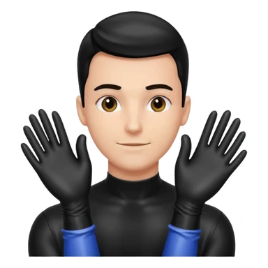 shiny black latex gloves on male hands sticker