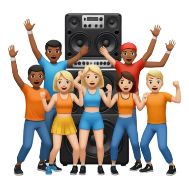 people moshing against a big soundsystem sticker