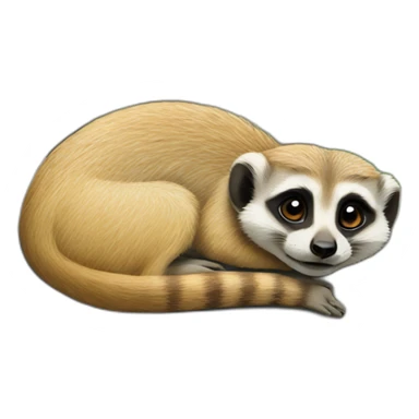 Meerkat lying sideways on a stone sticker