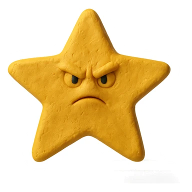determined star with visible texture, matte plasticine claymation style sticker