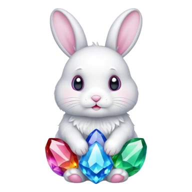 White Bunny with colours cristal sticker