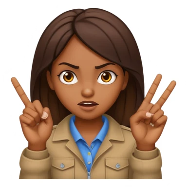 A brown skin girl holding up two middle fingers with a mad expression  sticker