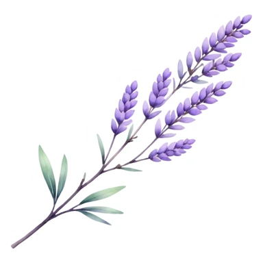 The art style is clean line art with delicate watercolor textures, pastel colors, and a dominant palette of lavender, soft lilac, and muted purple. Let the branch be more elongated and one sticker