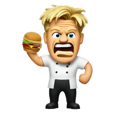 Gordon Ramsay yelling at a burger sticker