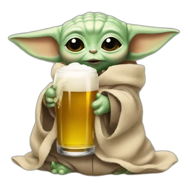 Baby yoda with a beer sticker