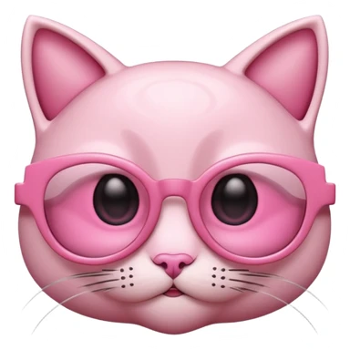 A 3D cartoon rose-pink eye spectacle, glossy curved frame, soft reflections, isolated on plain background, Memoji-style. Negative : Cat. sticker
