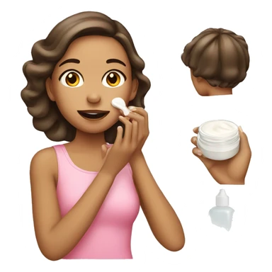 girl applying cream on face sticker