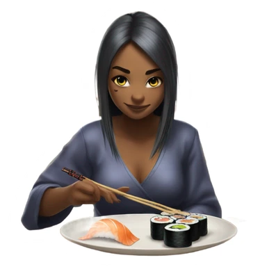 Namielle from monster hunter eating sushi sticker