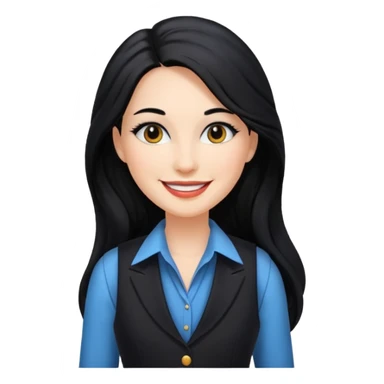 portrait of adult woman, formal vest, makeup, long black hair sticker