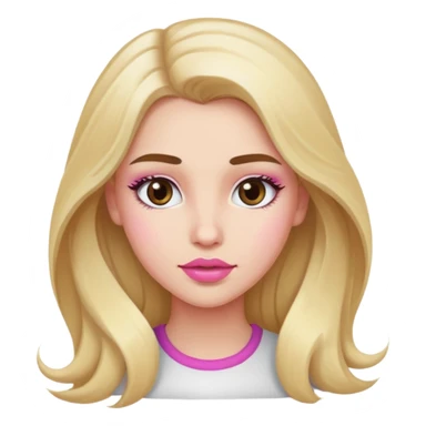 A blonde girl with long hair, brown eyebrows and eyes, and pink lips. sticker