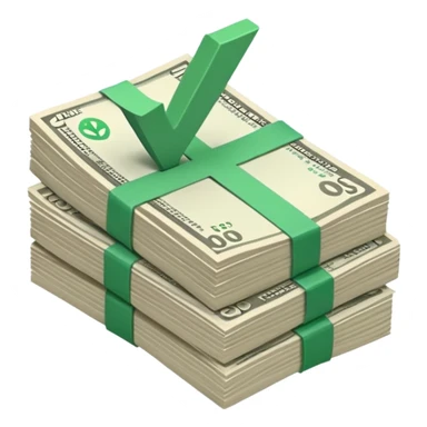 stack of bills facing up with green tick in the background sticker