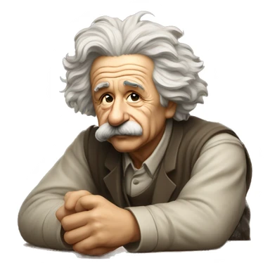 sitting philosopher albert einstein lean on hist fist sticker