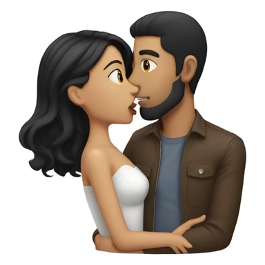 black haired girl kissing brunette man sticker