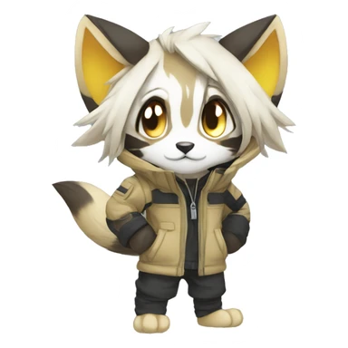 Kemono-style, Chibi, Anthro-Fur-Sona-Fakémon, techwear, Full Body sticker