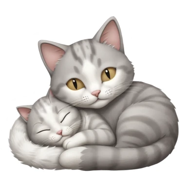 1 grey and white small cat with his eyes closed lying down leaning on his elbow with his paw curled under his head holding it up sticker