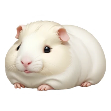 Meme-Worthy Cute Sleeping White Guinea Pig Portrait Emoji, Head resting peacefully with a contented smile, showcasing a delightfully chubby build and a luxuriously soft pure white coat, eyes shut in a serene, cozy nap, Simplified yet hilariously adorable features, highly detailed, glowing with a soft, drowsy light, high shine, relaxed and utterly lovable, stylized with an air of playful laziness, bright and heartwarming, soft glowing outline, capturing the essence of a comically sleepy guinea pig, so meme-worthy it feels like it could instantly become the next viral sensation of adorable slumber! sticker