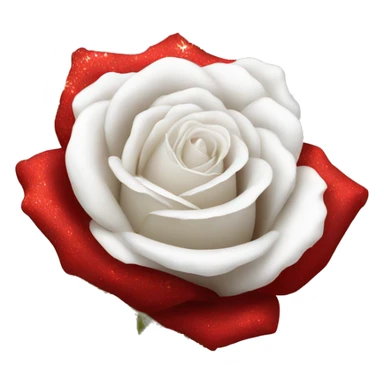 White and red rose with glitter sticker