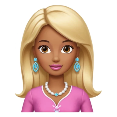 Brown skin blonde hair Barbie with Lilly in hair  sticker