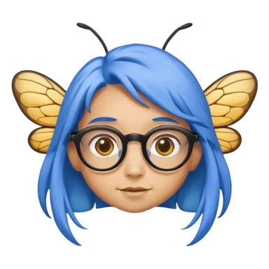 bee with blue hair and spectacles and wings sticker