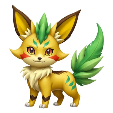 Torracat-Amaura-Leafeon-Fakémon-Digimon-fusion (full body) sticker