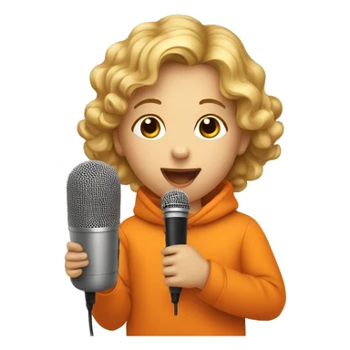 child in orange clothes singing in mocrophone sticker