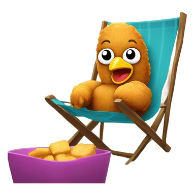 Chicken nugget sitting in lawn chair sticker