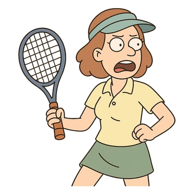 cartoon style tennis racket, colorful, simple shapes sticker