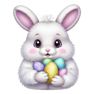Easter bunny with colorful eggs sticker