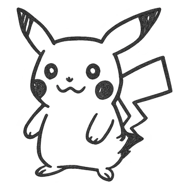 pikachu hand-drawn black outline doodle sticker
