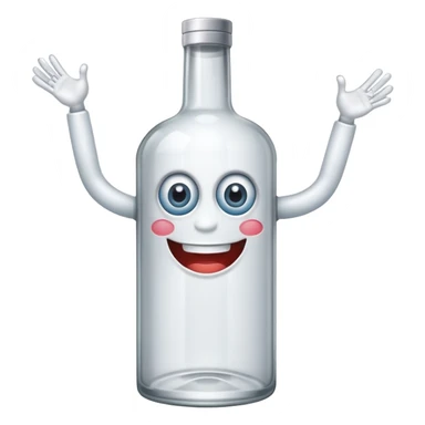 vodka bottle with eyes, smile, arms and legs sticker