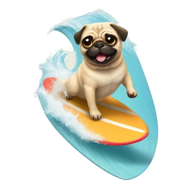 Pug surfing  sticker