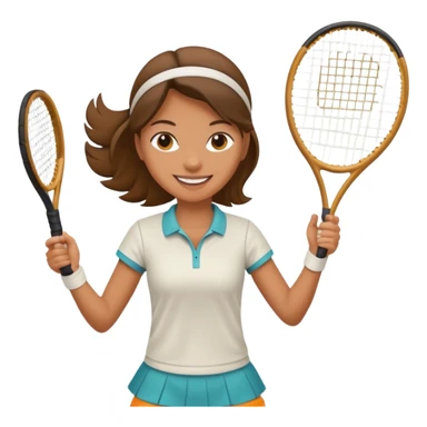female tennis player swinging racket smiling sticker