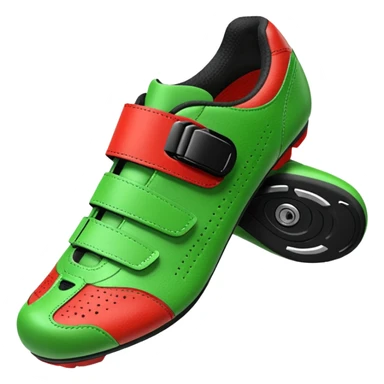 indoor cycling shoe, both of them with christmas color sticker