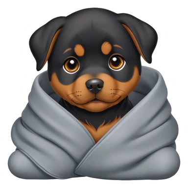 Rottweiler puppy wrapped in blanket sticker