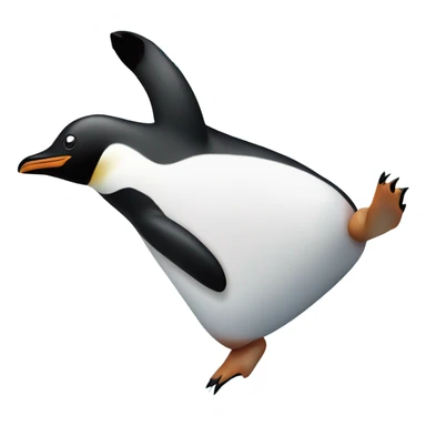 Penguin sliding on its belly on the ice sticker